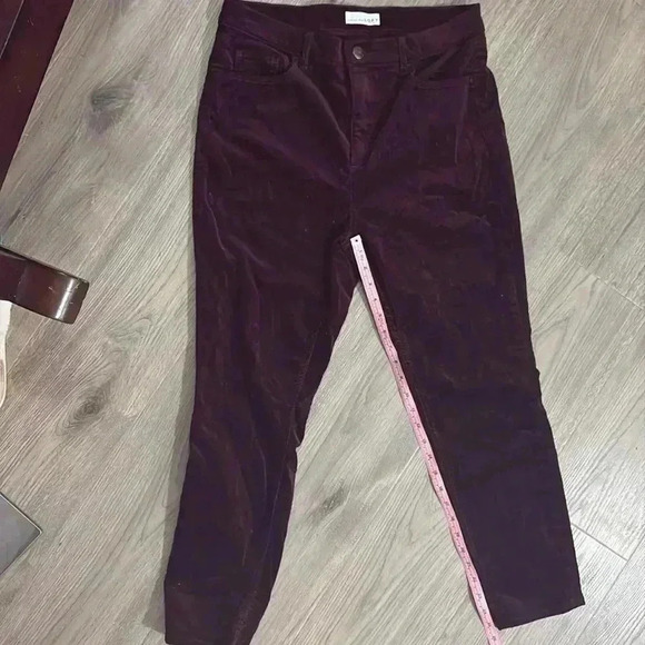 LOFT Burgundy Velvet Slim Pants Size 12P - Picture 4 of 8